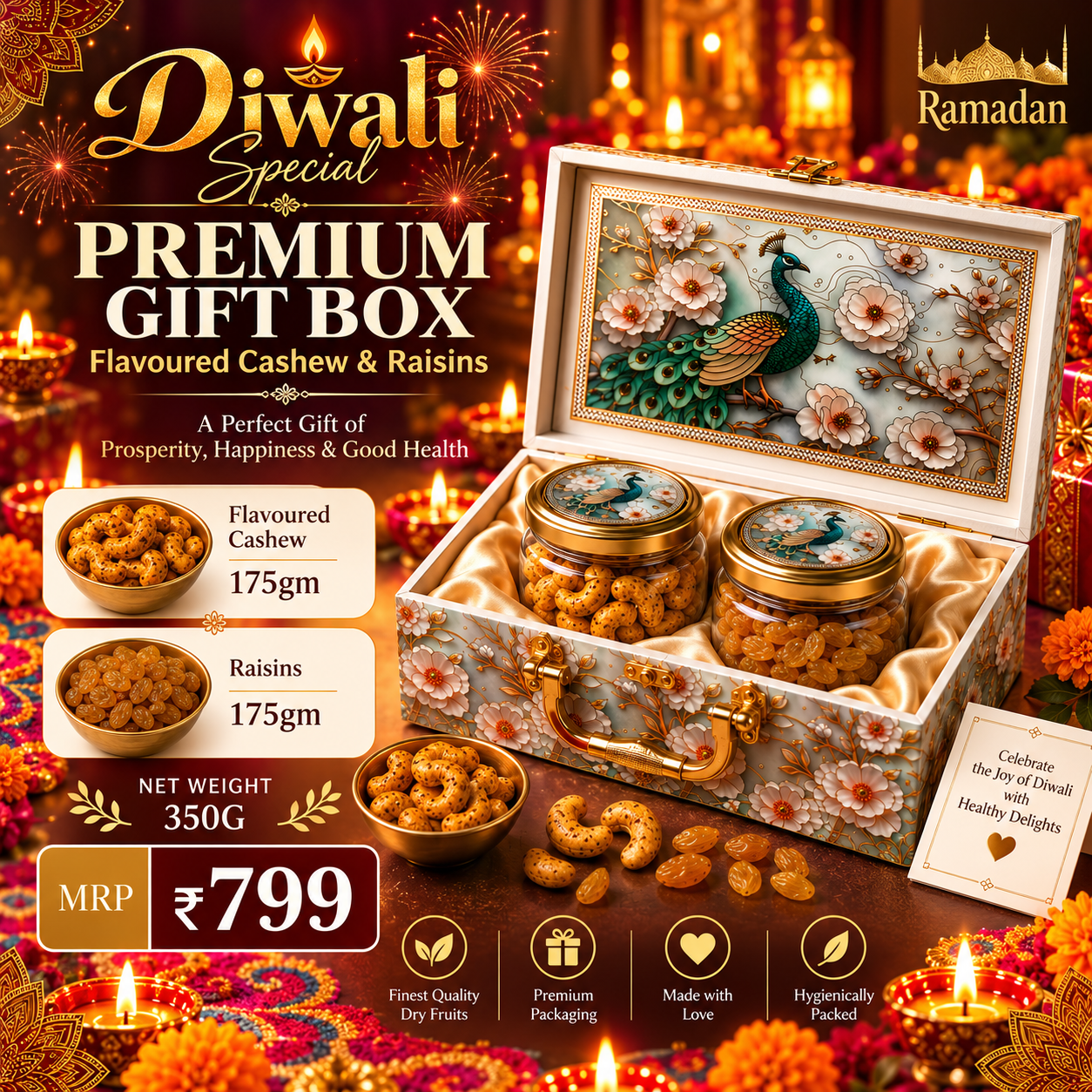 Diwali Cashew & Raisin Gift Box 350g