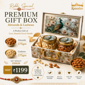 Rakhi Special Premium Almonds & Cashews Gift Box 350g | Raksha Bandhan Dry Fruit Gift Hamper